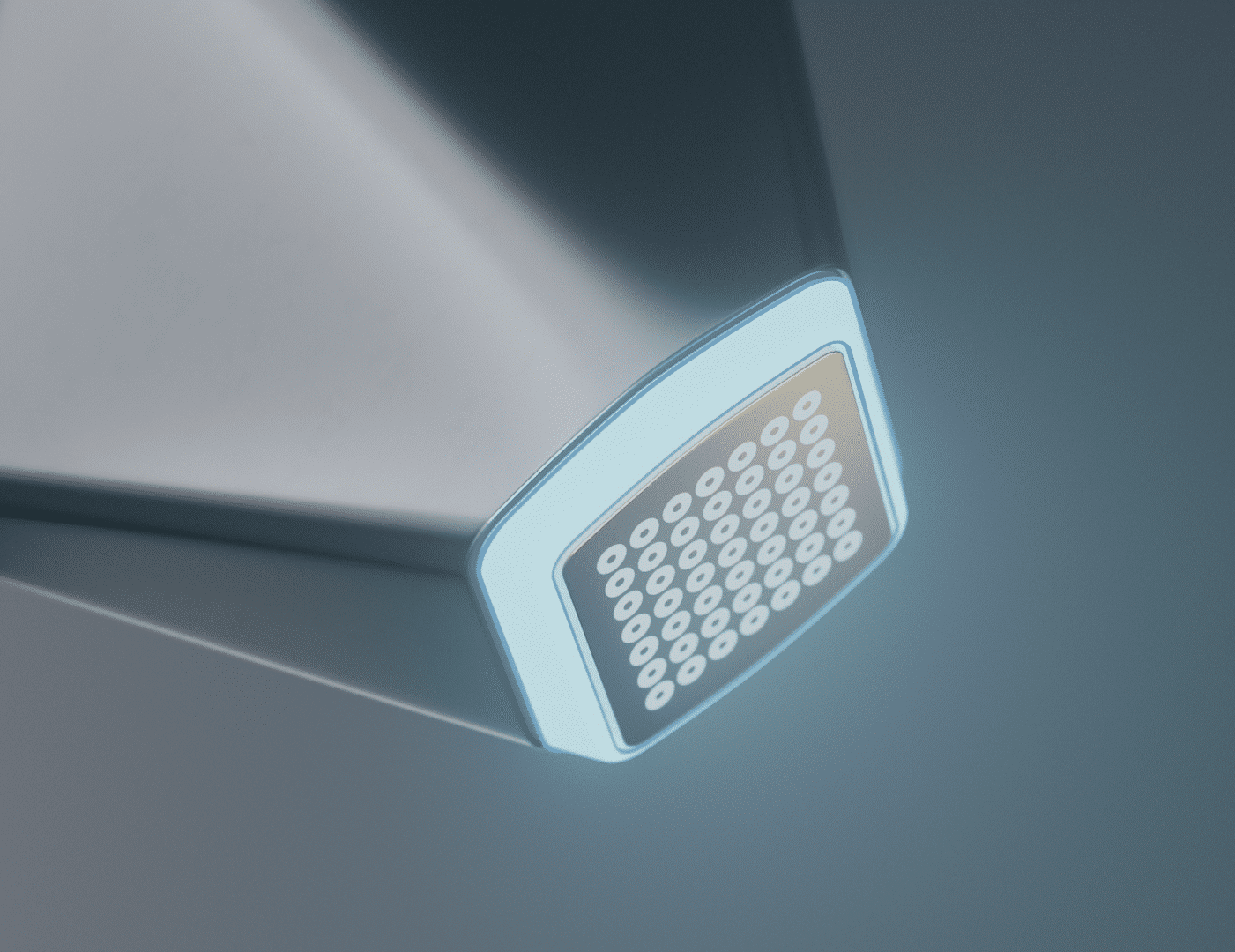 Detalle iluminado del cabezal del Envig Edge, donde se observan las microzonas térmicas que estimulan colágeno y elastina.